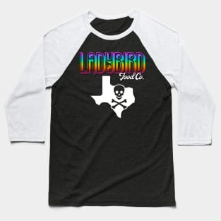 Rainbow Friendly Skull Ladybird Food Co. Baseball T-Shirt